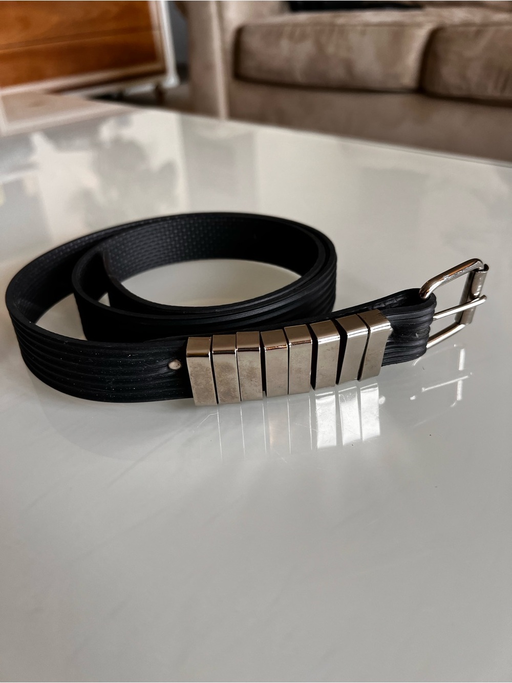 Unbranded Boutique Black Statement Belt Silver Hardware Edgy Y2K Punk